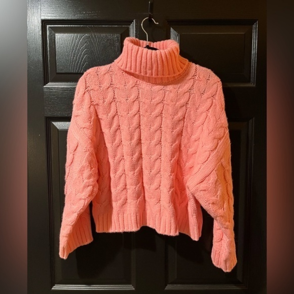 Elie Tahari Chunky Cable Knit Turtleneck Sweater